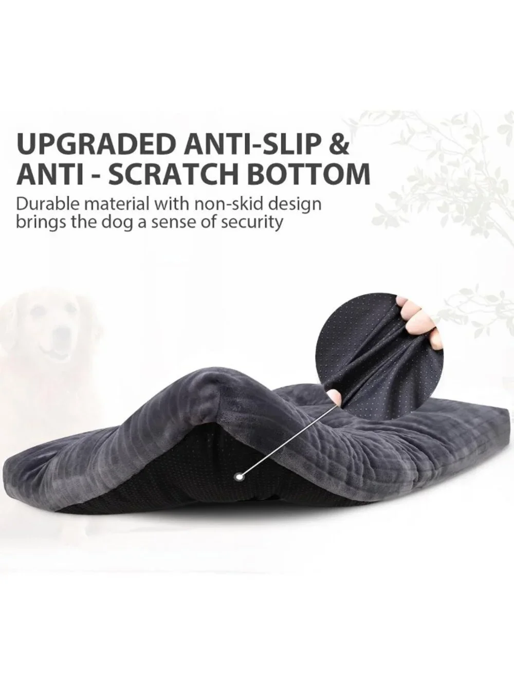 Extra Large Washable Dog Bed - Thick Flannel Comfy Crate Pad, Anti-Slip, 41x27